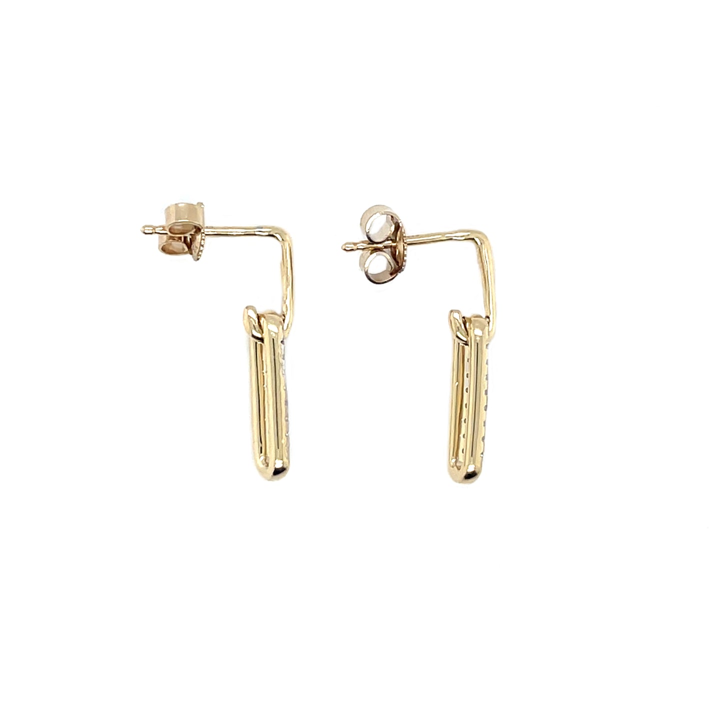 9ct Yellow Gold Oblong Diamond Drop Earrings
