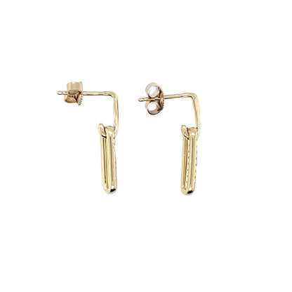 9ct Yellow Gold Oblong Diamond Drop Earrings