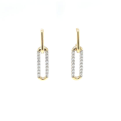 9ct Yellow Gold Oblong Diamond Drop Earrings