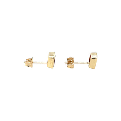 9ct Yellow Gold Octagonal Garnet Stud Earrings