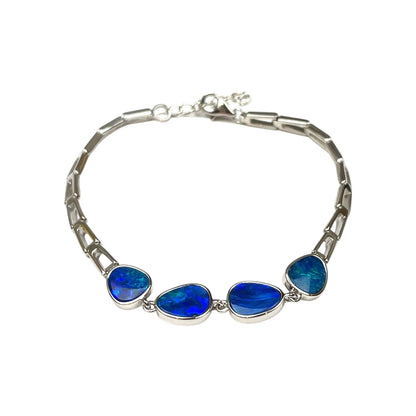 Silver Freeform Opal Doublet Bracelet (7-8")