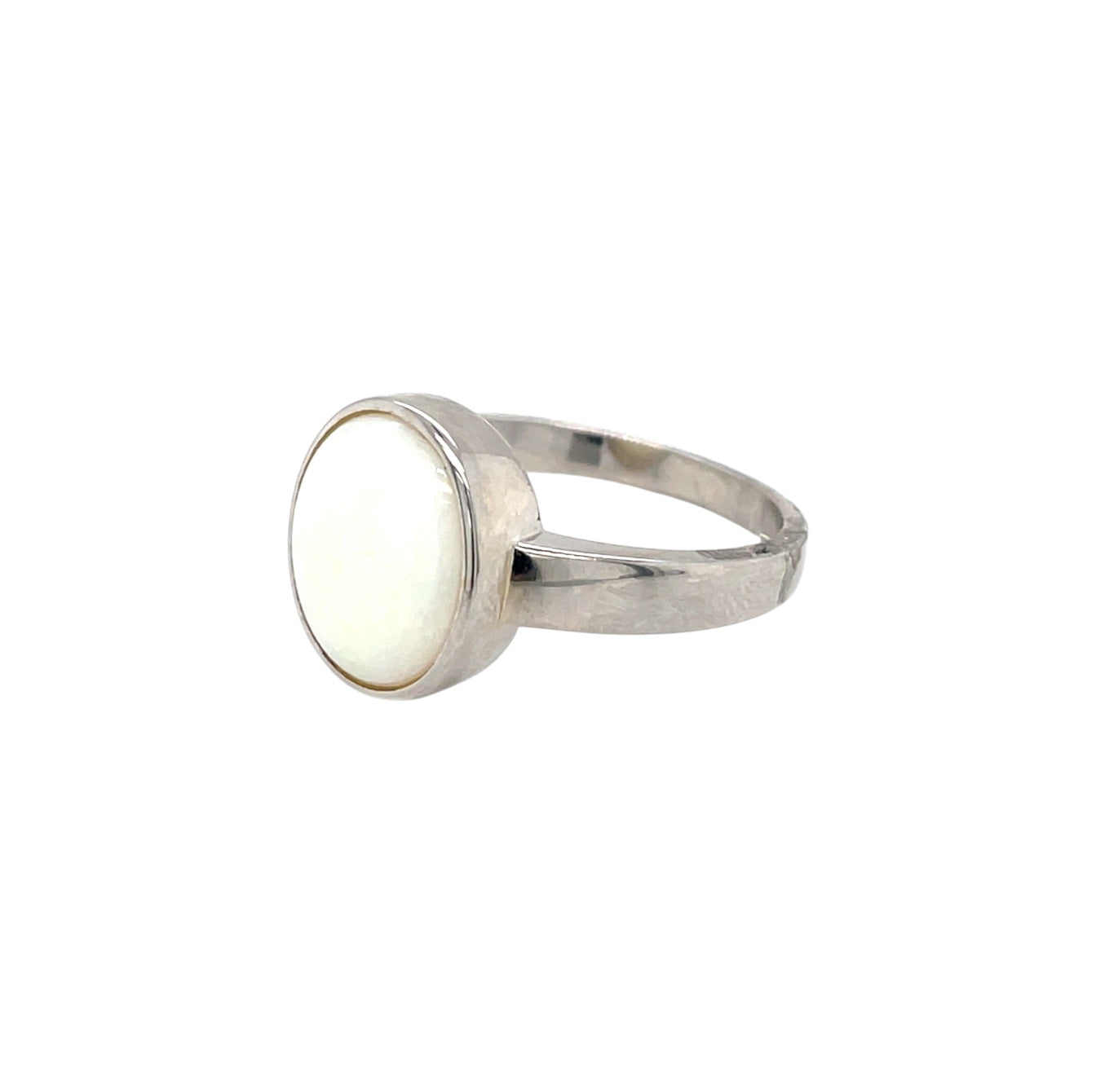 Silver Oval Solid Opal Ring (Q)
