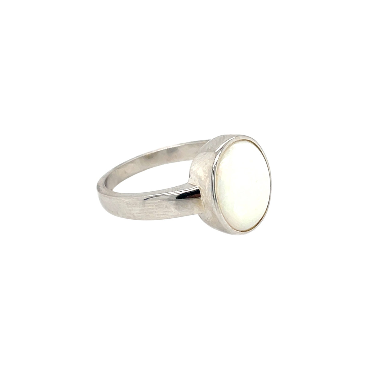 Silver Oval Solid Opal Ring (Q)