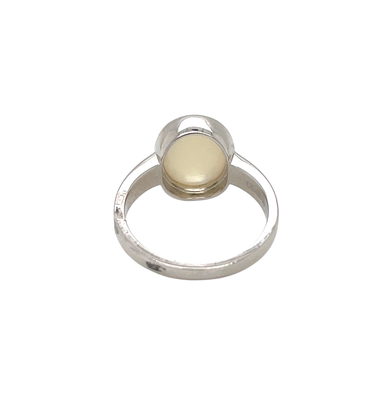 Silver Oval Solid Opal Ring (Q)