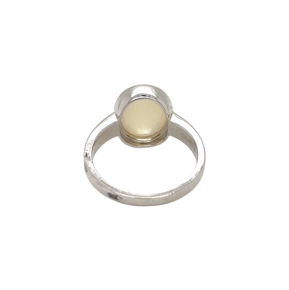 Silver Oval Solid Opal Ring (Q)