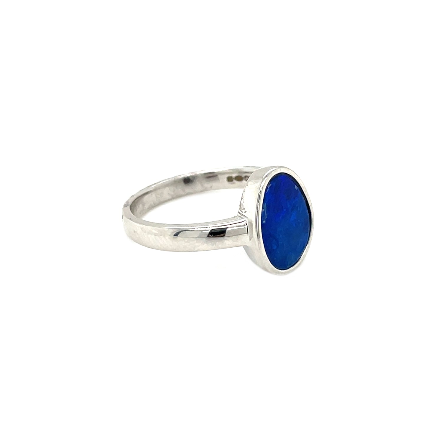 Silver Freeform Opal Doublet Ring (O)
