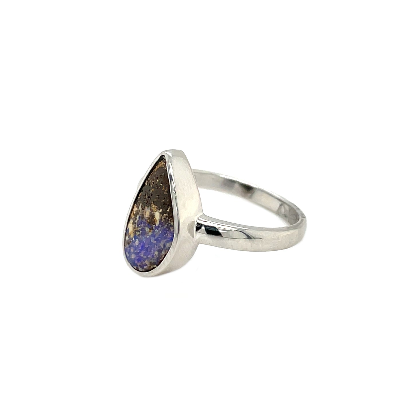 Silver Queensland Boulder Opal Ring (P)