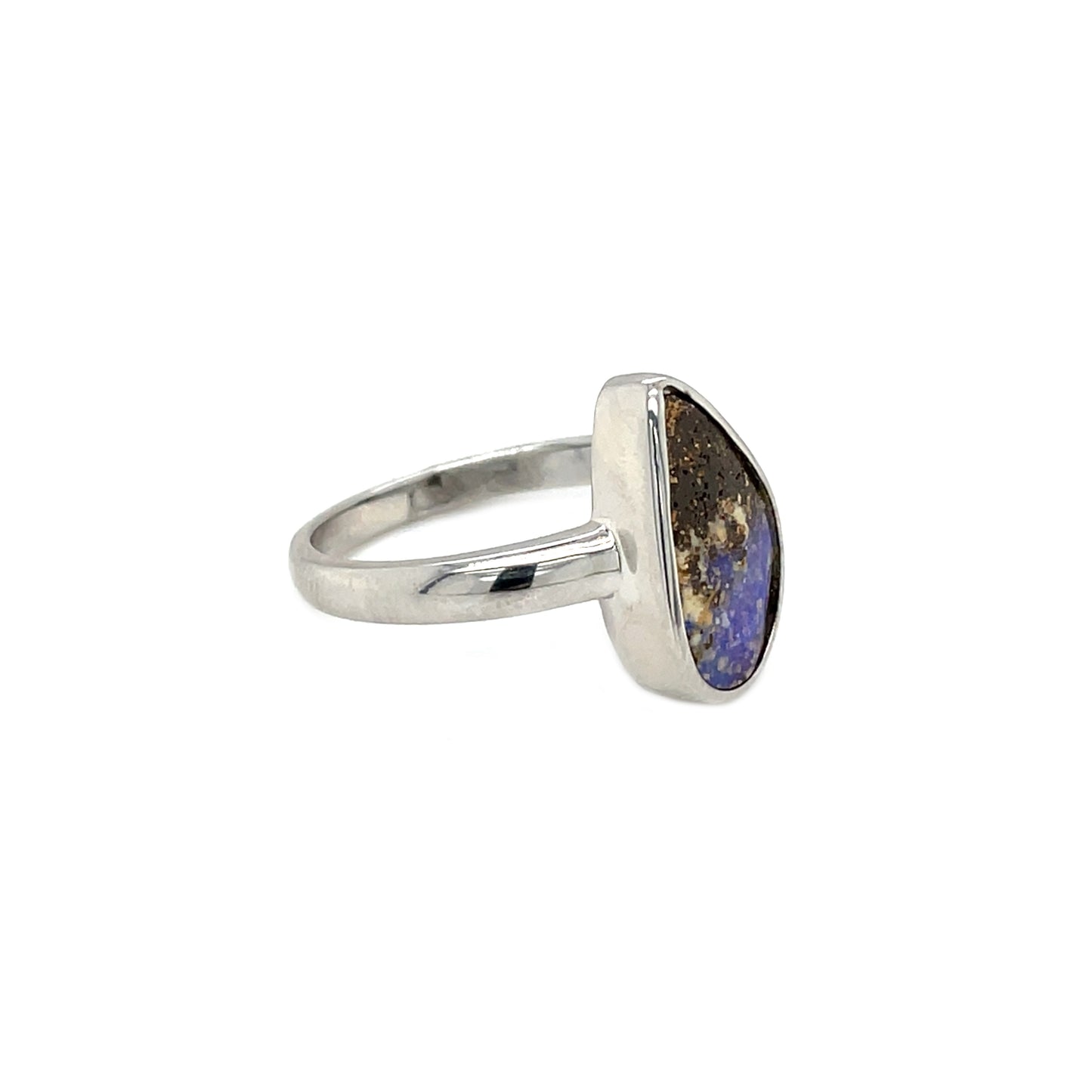 Silver Queensland Boulder Opal Ring (P)