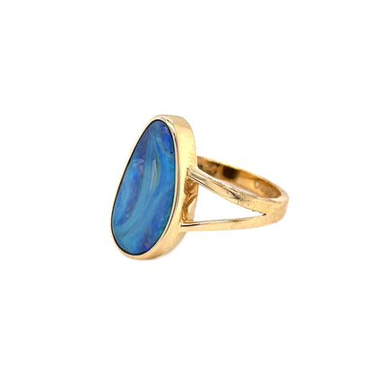 Silver Queensland Boulder Opal Ring (N1/2)