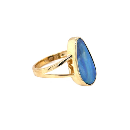 Silver Queensland Boulder Opal Ring (N1/2)