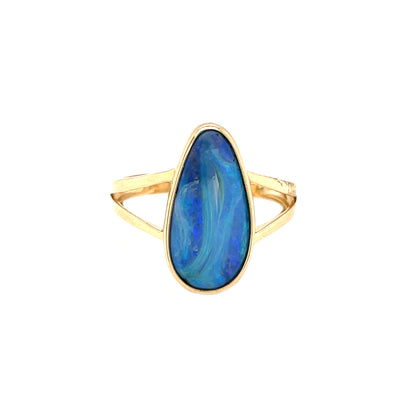 Silver Queensland Boulder Opal Ring (N1/2)