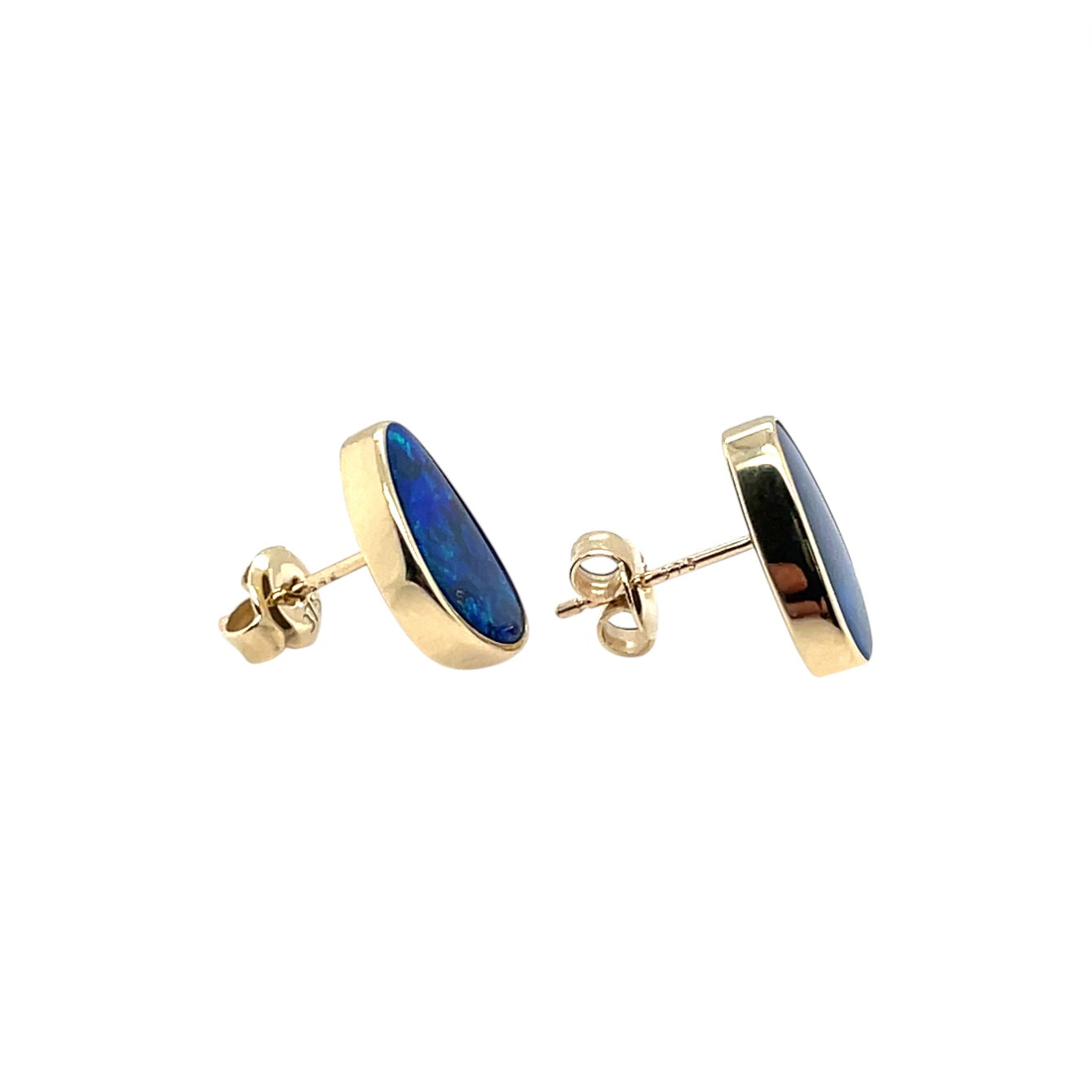 9ct Yellow Gold Freeform Opal Doublet Stud Earrings