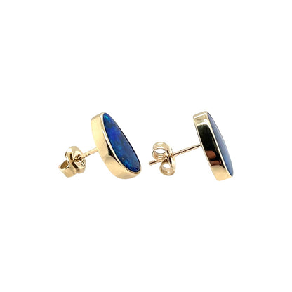 9ct Yellow Gold Freeform Opal Doublet Stud Earrings