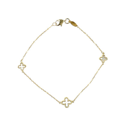 9ct Yellow Gold Mother of Pearl Flower Bracelet (7.5")