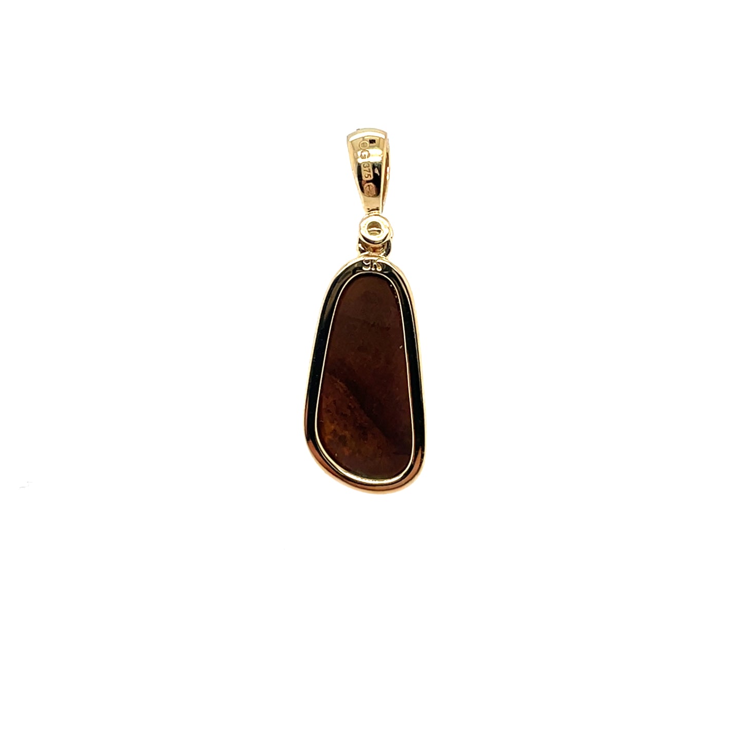 9ct Yellow Gold Freeform Opal Doublet & Diamond Pendant
