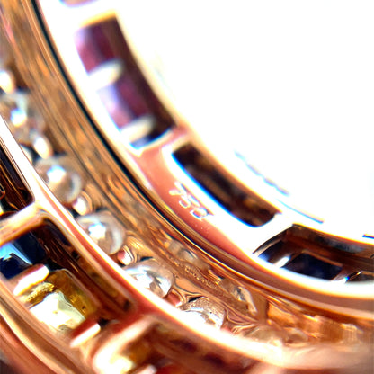 18ct Rose Gold Three Row Spinning Rainbow Sapphires & Diamonds Ring (N1/2)