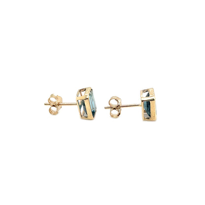 9ct Yellow Gold London Blue Topaz Stud Earrings
