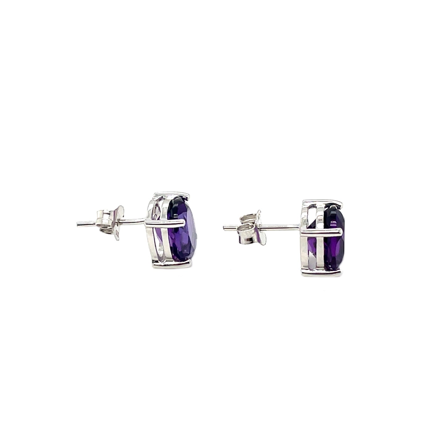 9ct White Gold Oval Amethyst Stud Earrings