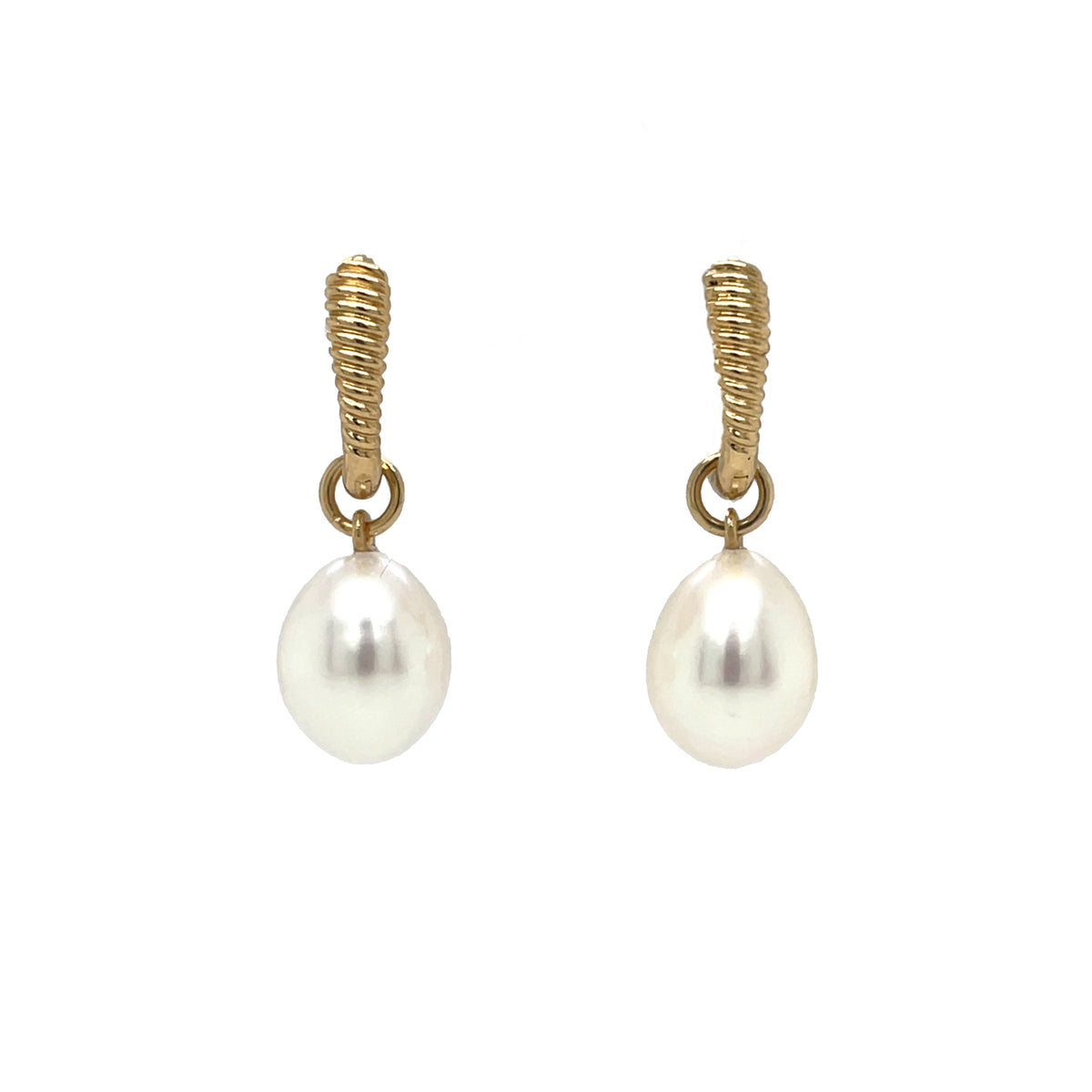 18ct Yellow Gold Freshwater Pearl Hoop Earrings