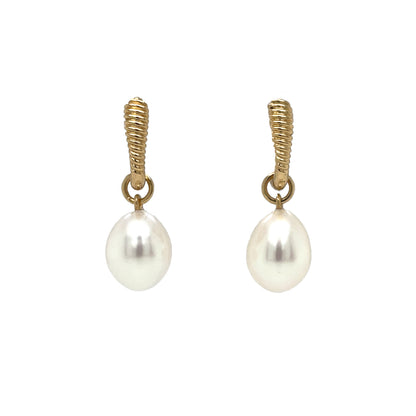 18ct Yellow Gold Freshwater Pearl Hoop Earrings
