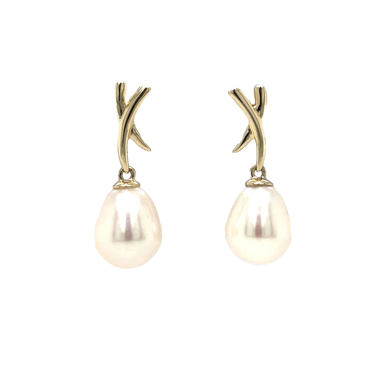 9ct Yellow Gold Cultured Pearl Drop Earrings