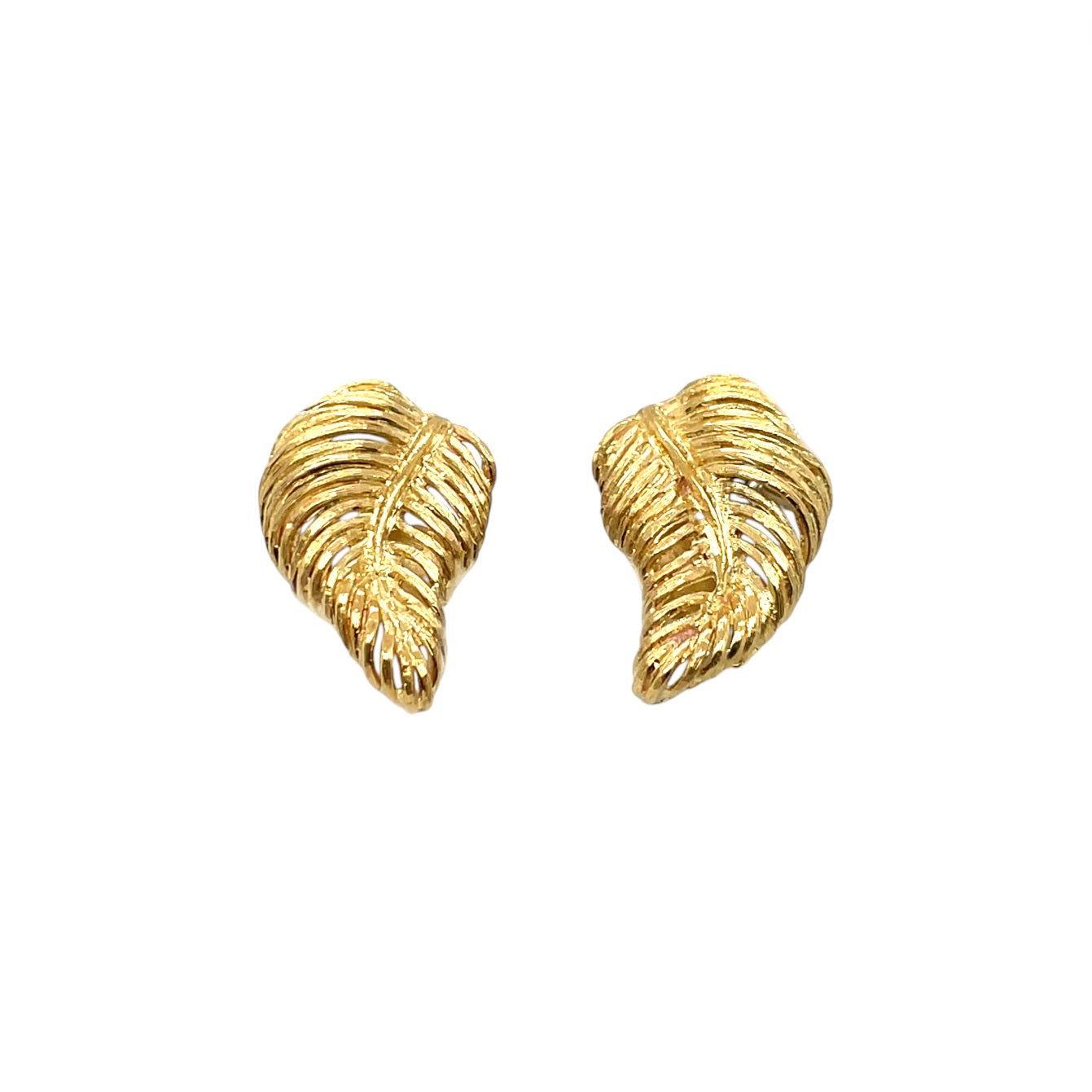 18ct Yellow Gold Feather Design Clip-On Earrings