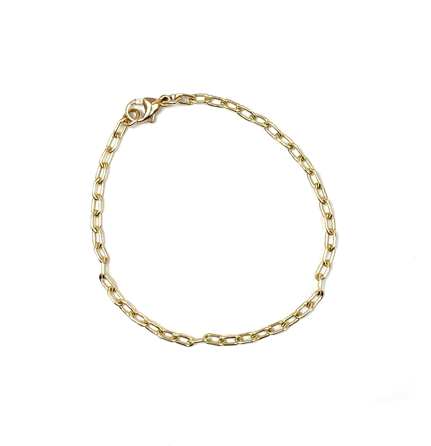 9ct Yellow Gold Rounded Paperclip Link Bracelet (7.5")