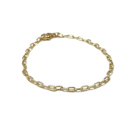 9ct Yellow Gold Rounded Paperclip Link Bracelet (7.5")