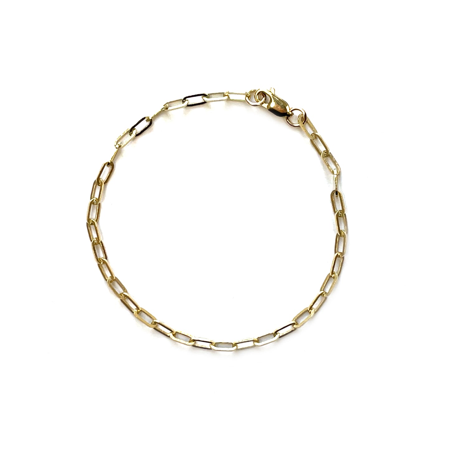 9ct Yellow Gold Square-Edged Paperclip Bracelet (7.5")