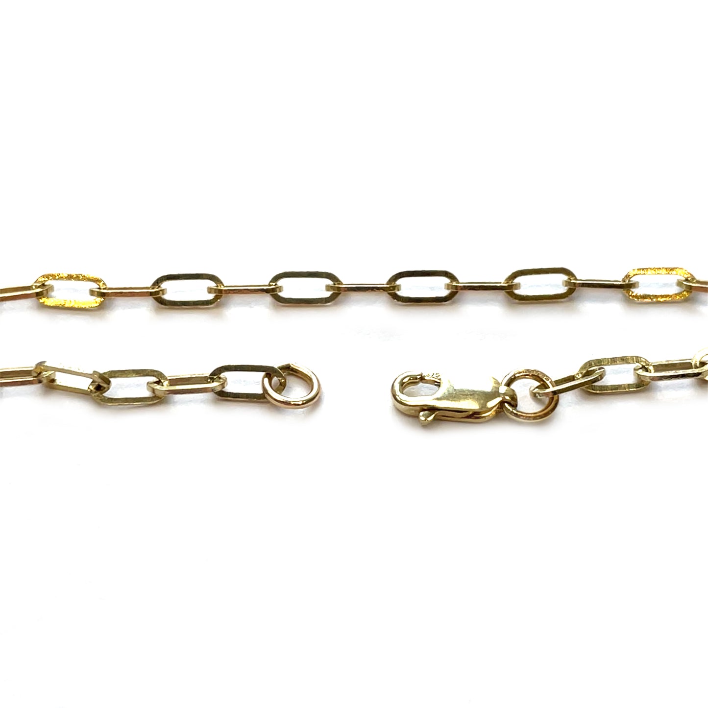 9ct Yellow Gold Square-Edged Paperclip Bracelet (7.5")