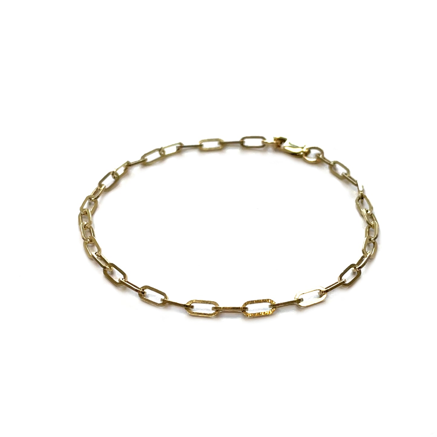 9ct Yellow Gold Square-Edged Paperclip Bracelet (7.5")