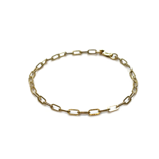 9ct Yellow Gold Square-Edged Paperclip Bracelet (7.5")