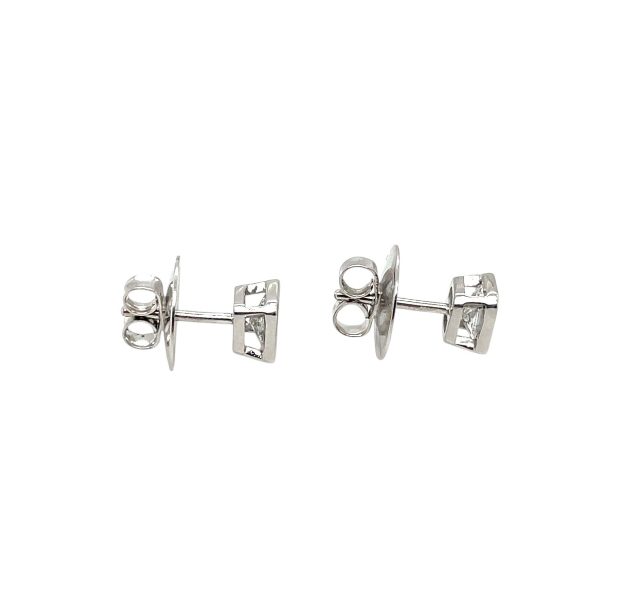 18ct White Gold Emerald-Cut Diamond Stud Earrings