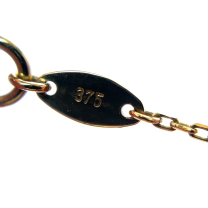 9ct Yellow Gold Onyx Flower Necklace Pendant & Chain (16-18")