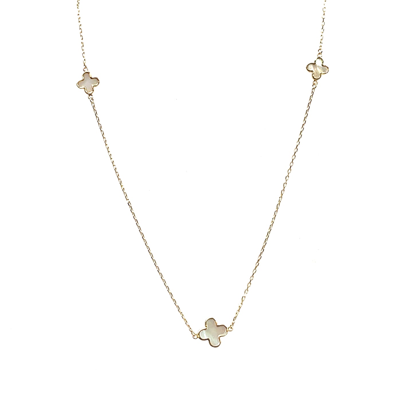 9ct Yellow Gold Mother-of-Pearl Flower Necklace (16-18)