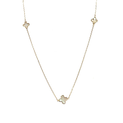 9ct Yellow Gold Mother-of-Pearl Flower Necklace (16-18)