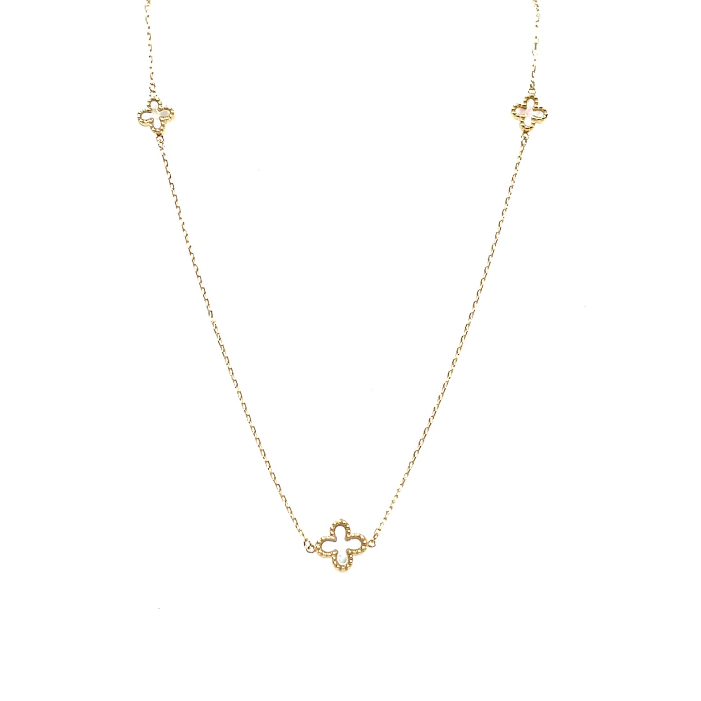 9ct Yellow Gold Mother-of-Pearl Flower Necklace (16-18)