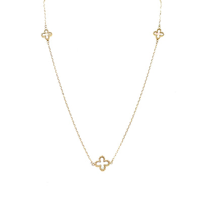 9ct Yellow Gold Mother-of-Pearl Flower Necklace (16-18)