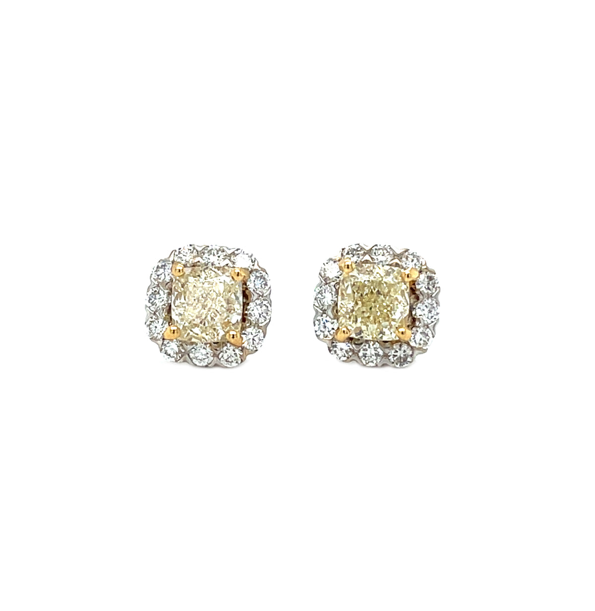 18ct White Gold Natural Yellow Diamond Stud Earrings
