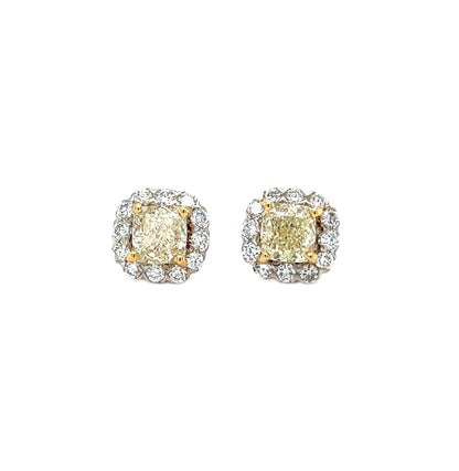 18ct White Gold Natural Yellow Diamond Stud Earrings