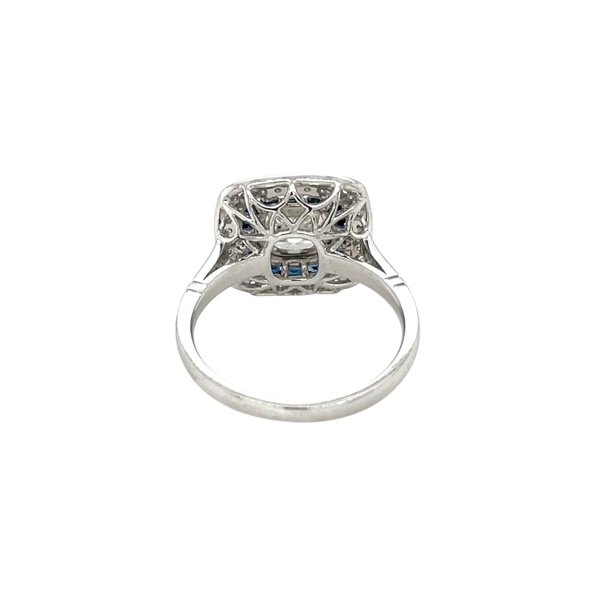 Platinum Sapphire & Diamond Target-Style Ring (L)