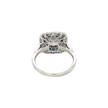 Platinum Sapphire & Diamond Target-Style Ring (L)