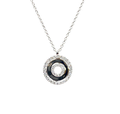 18ct White Gold Diamond Polish & Set Pendant & Chain (17–18")
