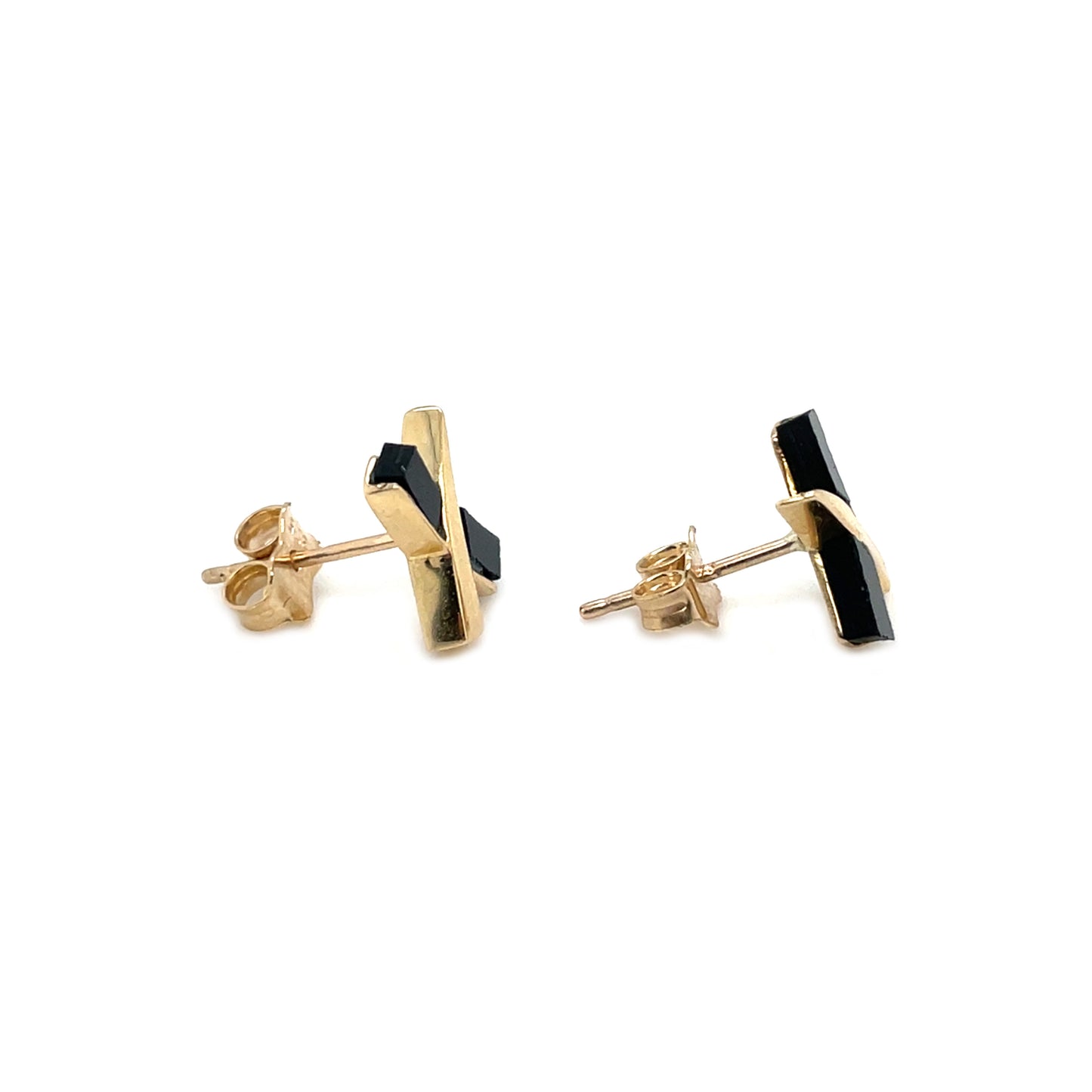 9ct Yellow Gold Onyx Kiss Stud Earrings