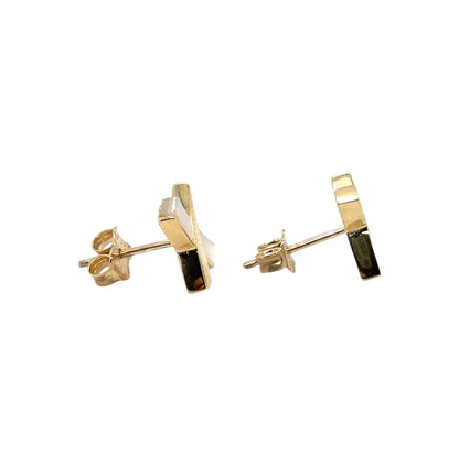 9ct Yellow Gold Mother Of Pearl Kiss Stud Earrings