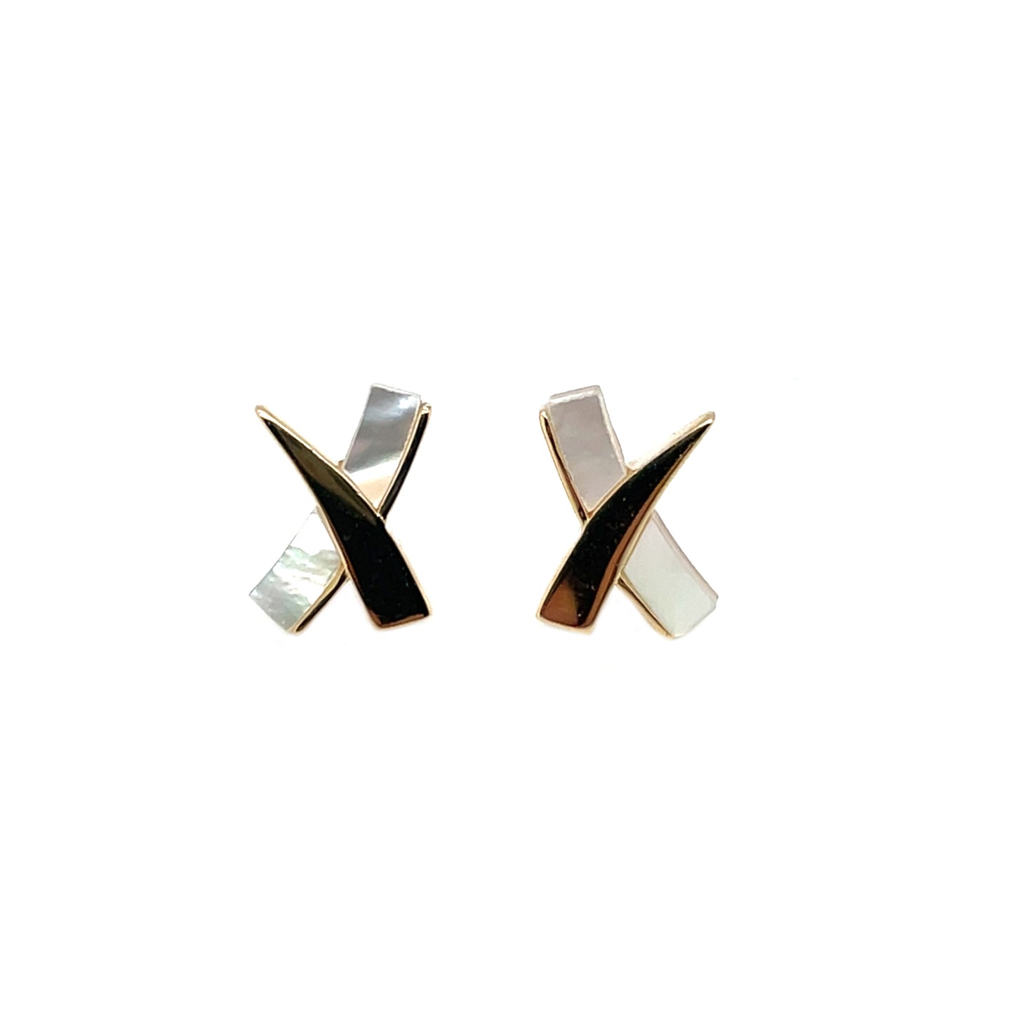9ct Yellow Gold Mother Of Pearl Kiss Stud Earrings