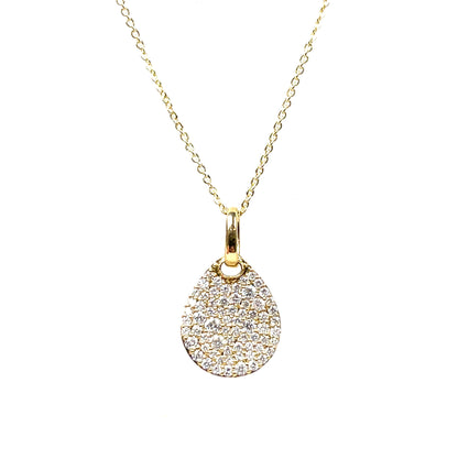 9ct Yellow Gold Pavé Diamond Pear Pendant & Chain (16-18")