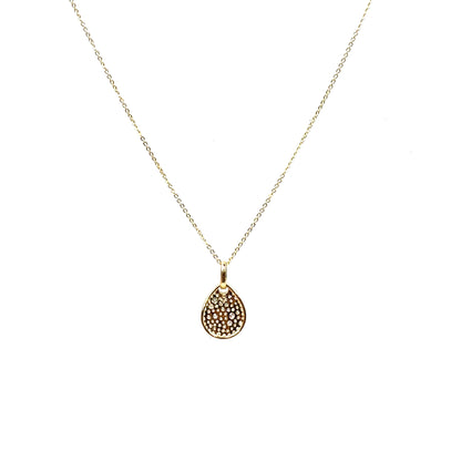 9ct Yellow Gold Pavé Diamond Pear Pendant & Chain (16-18")