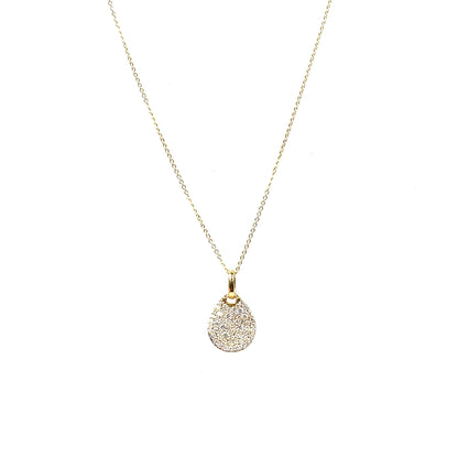 9ct Yellow Gold Pavé Diamond Pear Pendant & Chain (16-18")