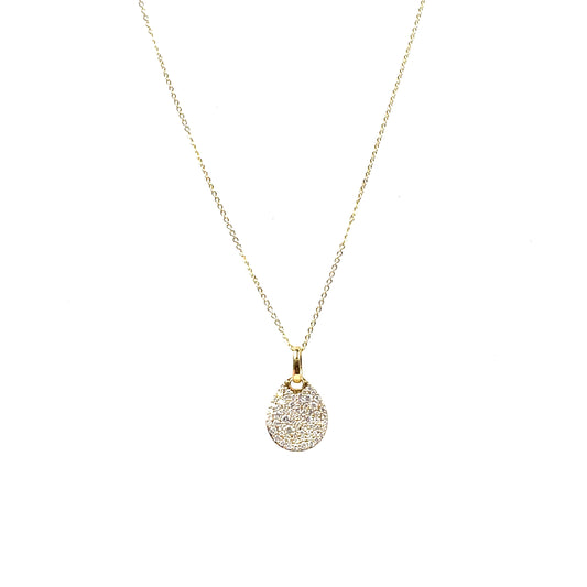 9ct Yellow Gold Pavé Diamond Pear Pendant & Chain (16-18")